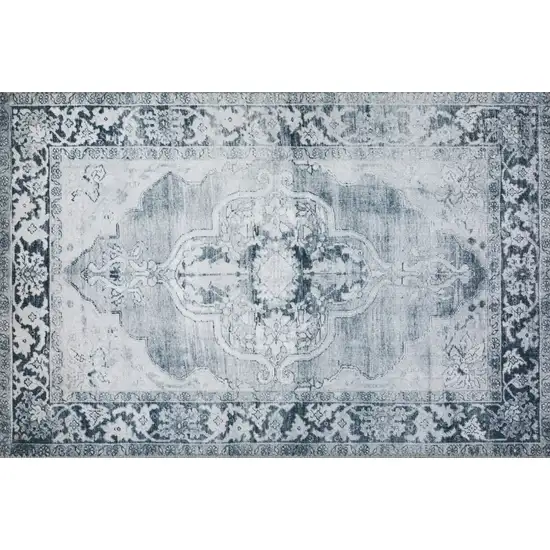 Grey Oriental Distressed Non Skid Area Rug Photo 1