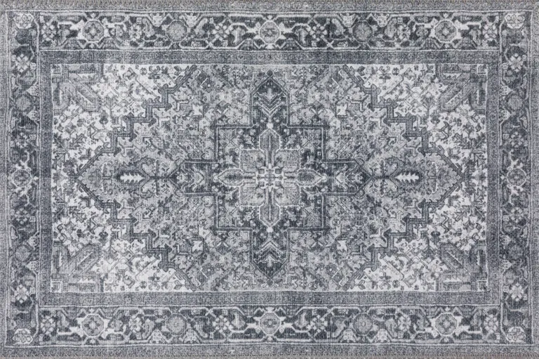 Grey Oriental Distressed Non Skid Area Rug Photo 1