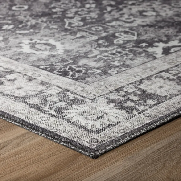 Grey Oriental Distressed Non Skid Area Rug Photo 5