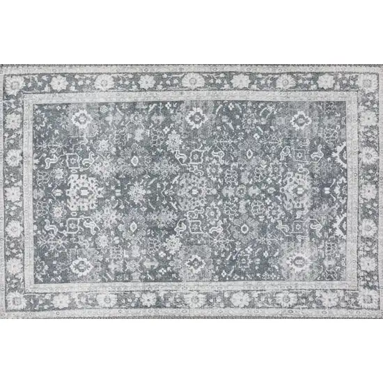 Grey Oriental Distressed Non Skid Area Rug Photo 1