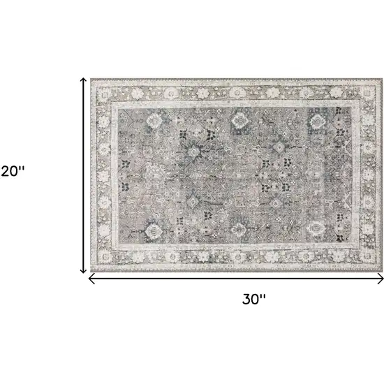 Grey Oriental Distressed Non Skid Area Rug Photo 7