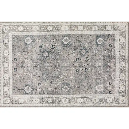 Grey Oriental Distressed Non Skid Area Rug Photo 1