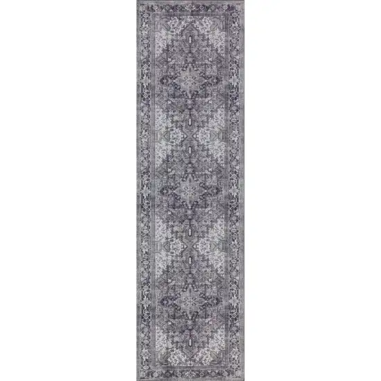 Grey Oriental Distressed Non Skid Runner Rug Photo 1