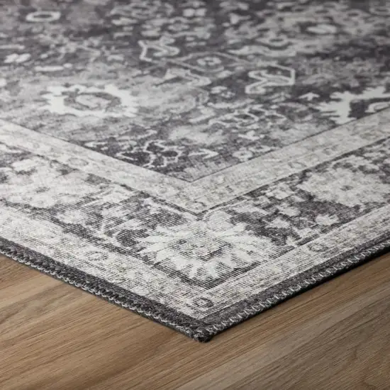 Grey Oriental Distressed Non Skid Runner Rug Photo 4