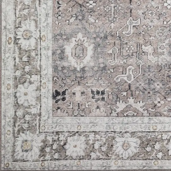 Grey Oriental Distressed Non Skid Runner Rug Photo 3