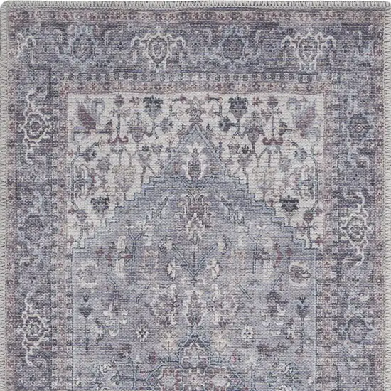 Grey Oriental Power Loom Distressed Washable Area Rug Photo 4