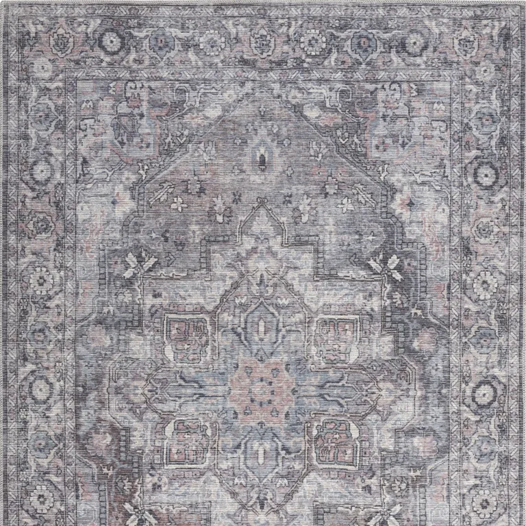 Grey Oriental Power Loom Distressed Washable Area Rug Photo 4