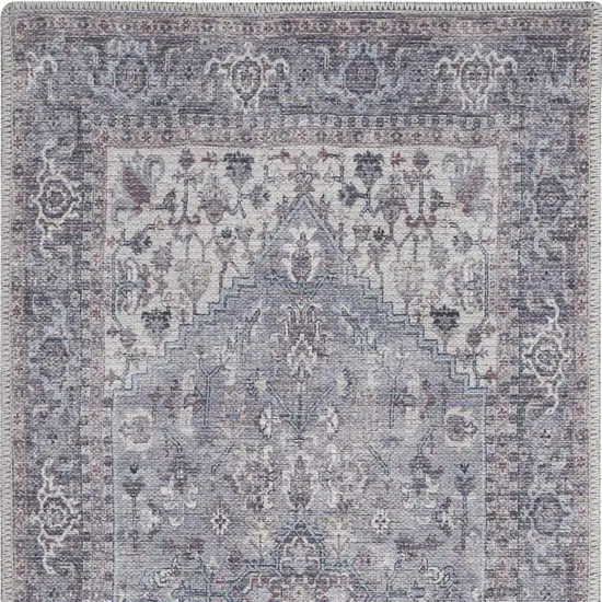 Grey Oriental Power Loom Distressed Washable Area Rug Photo 4