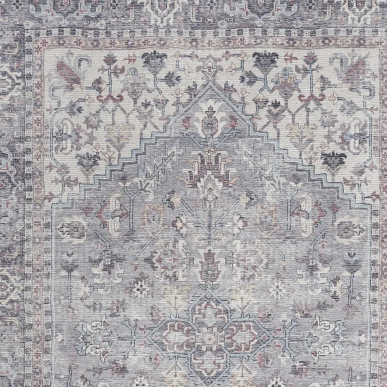 Grey Oriental Power Loom Distressed Washable Area Rug Photo 3