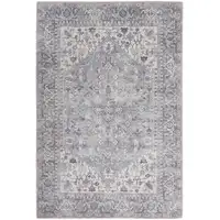 Photo of Grey Oriental Power Loom Distressed Washable Area Rug