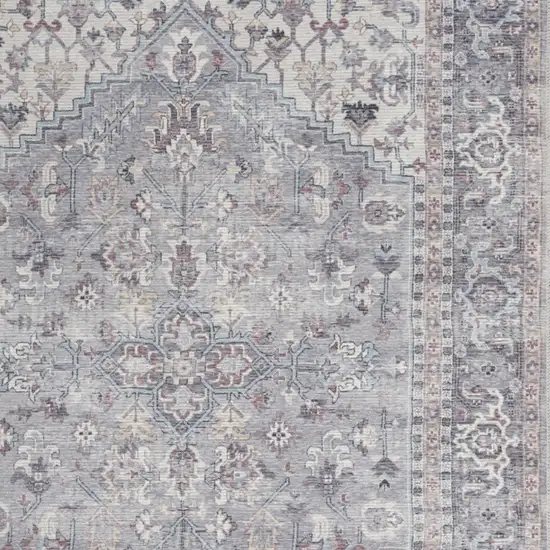 Grey Oriental Power Loom Distressed Washable Area Rug Photo 3