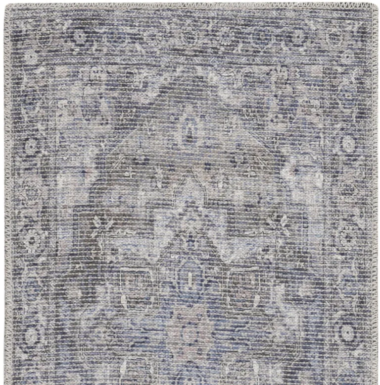 Grey Oriental Power Loom Distressed Washable Runner Rug Photo 4