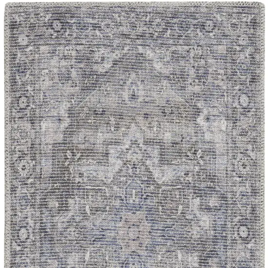 Grey Oriental Power Loom Distressed Washable Runner Rug Photo 4