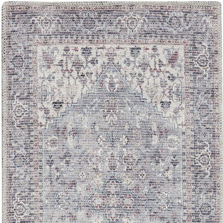 Grey Oriental Power Loom Distressed Washable Runner Rug Photo 4