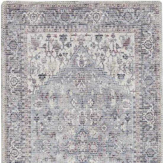 Grey Oriental Power Loom Distressed Washable Runner Rug Photo 4