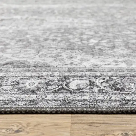 Grey Oriental Power Loom Stain Resistant Area Rug Photo 9