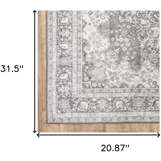 Grey Oriental Power Loom Stain Resistant Area Rug Photo 10