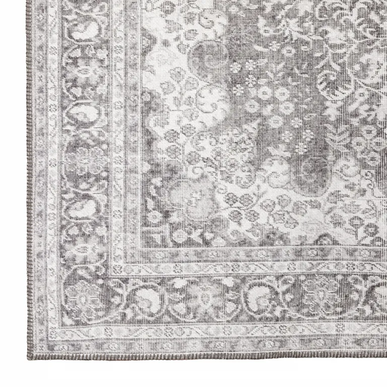 Grey Oriental Power Loom Stain Resistant Area Rug Photo 3