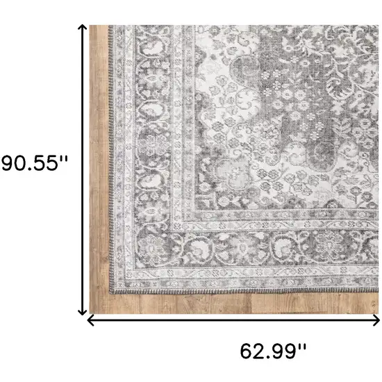 Grey Oriental Power Loom Stain Resistant Area Rug Photo 10