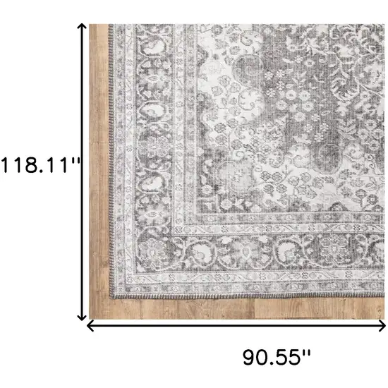 Grey Oriental Power Loom Stain Resistant Area Rug Photo 10