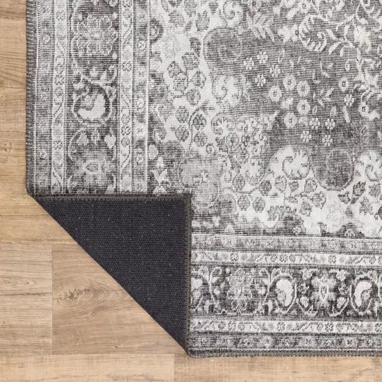 Grey Oriental Power Loom Stain Resistant Area Rug Photo 8