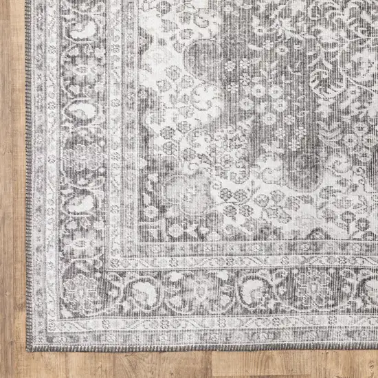 Grey Oriental Power Loom Stain Resistant Area Rug Photo 1