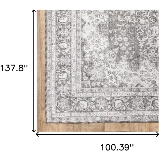 Grey Oriental Power Loom Stain Resistant Area Rug Photo 10