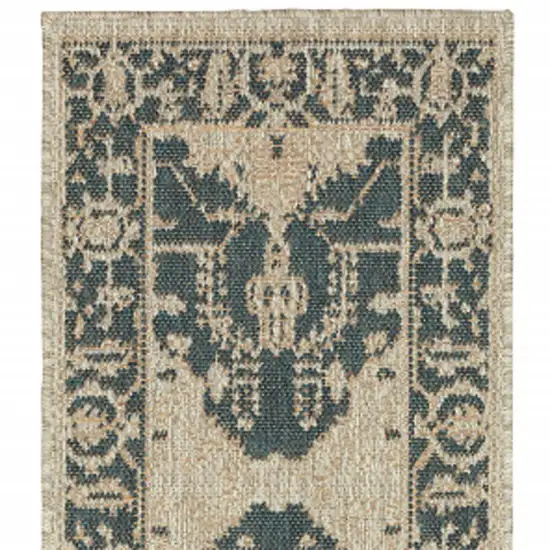 Gray Oriental Stain Resistant Indoor Outdoor Area Rug Photo 6