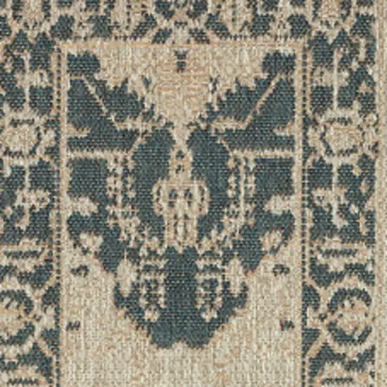 Gray Oriental Stain Resistant Indoor Outdoor Area Rug Photo 5