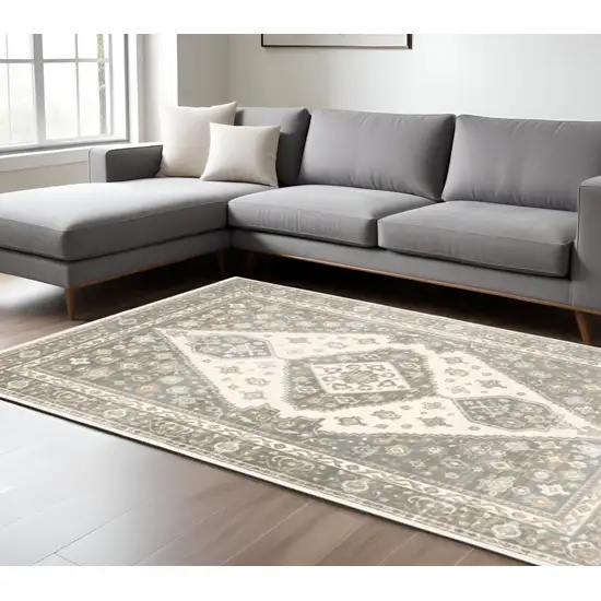 Gray Oriental Power Loom Area Rug Photo 1