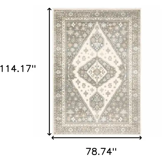 Gray Oriental Power Loom Area Rug Photo 3