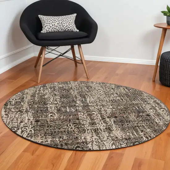 8' Gray Round Area Rug Photo 1