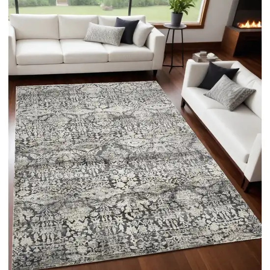 Grey Polyester Or  Viscose Rug Photo 1