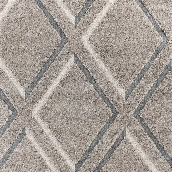 Gray Ivory and Teal Geometric Shag Area Rug Photo 6