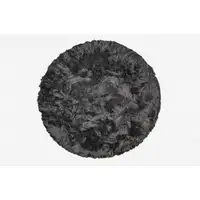 Photo of Grey Round Faux Fur Washable Non Skid Area Rug