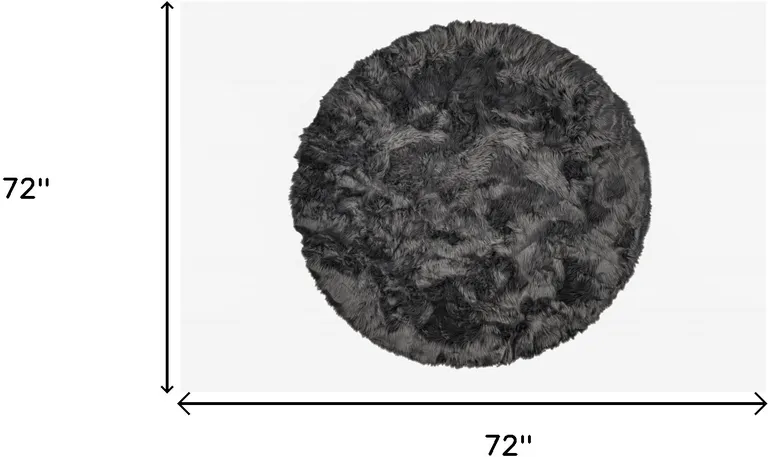 Grey Round Faux Fur Washable Non Skid Area Rug Photo 4