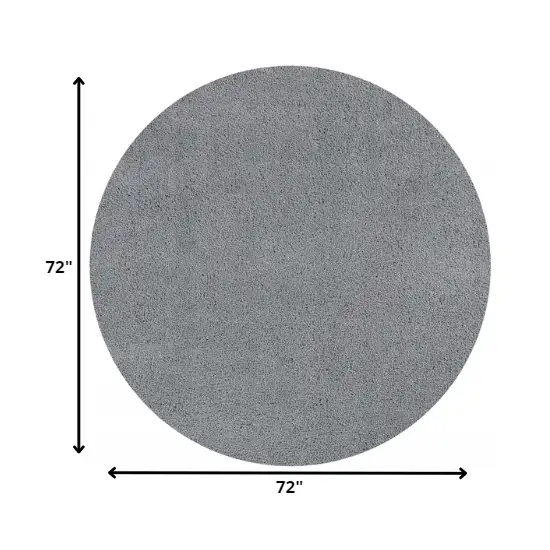 Grey Round Indoor Shag Rug Photo 2