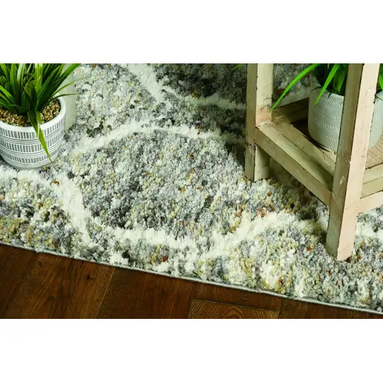 Grey Sand Machine Woven Space Dyed Ogee Indoor Area Rug Photo 4