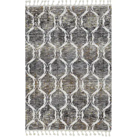 Grey Sand Machine Woven Space Dyed Ogee Indoor Area Rug Photo 3