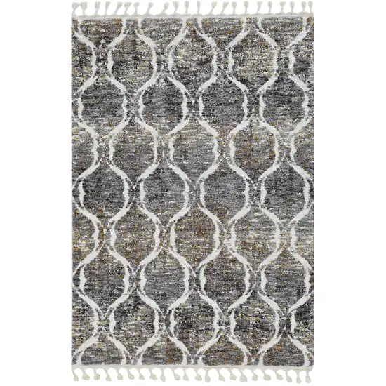 3'X5' Grey Sand Machine Woven Space Dyed Ogee Indoor Area Rug Photo 2