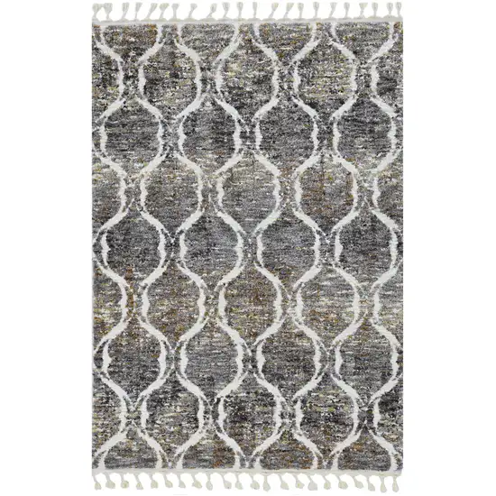 Grey Sand Machine Woven Space Dyed Ogee Indoor Area Rug Photo 2