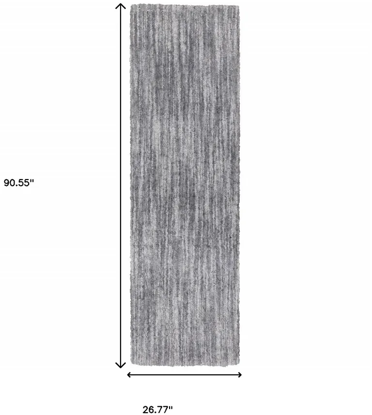 Grey Shag Power Loom Stain Resistant Runner Rug Photo 5