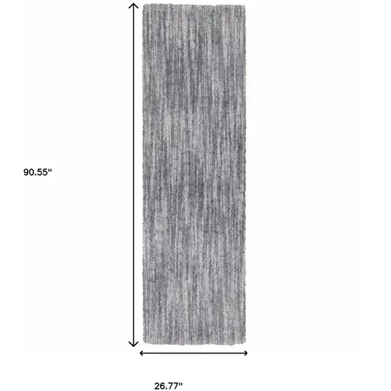 Grey Shag Power Loom Stain Resistant Runner Rug Photo 5