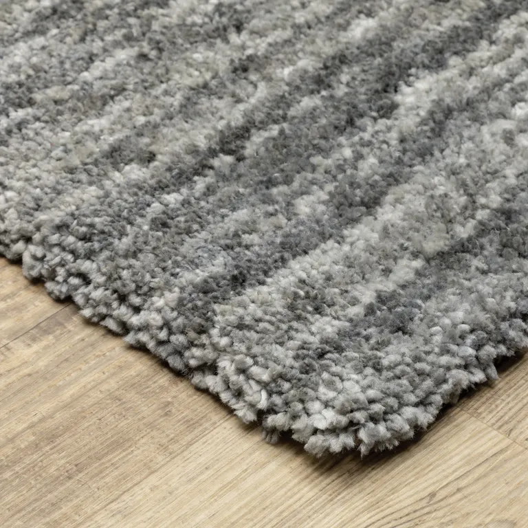 Grey Shag Power Loom Stain Resistant Runner Rug Photo 3