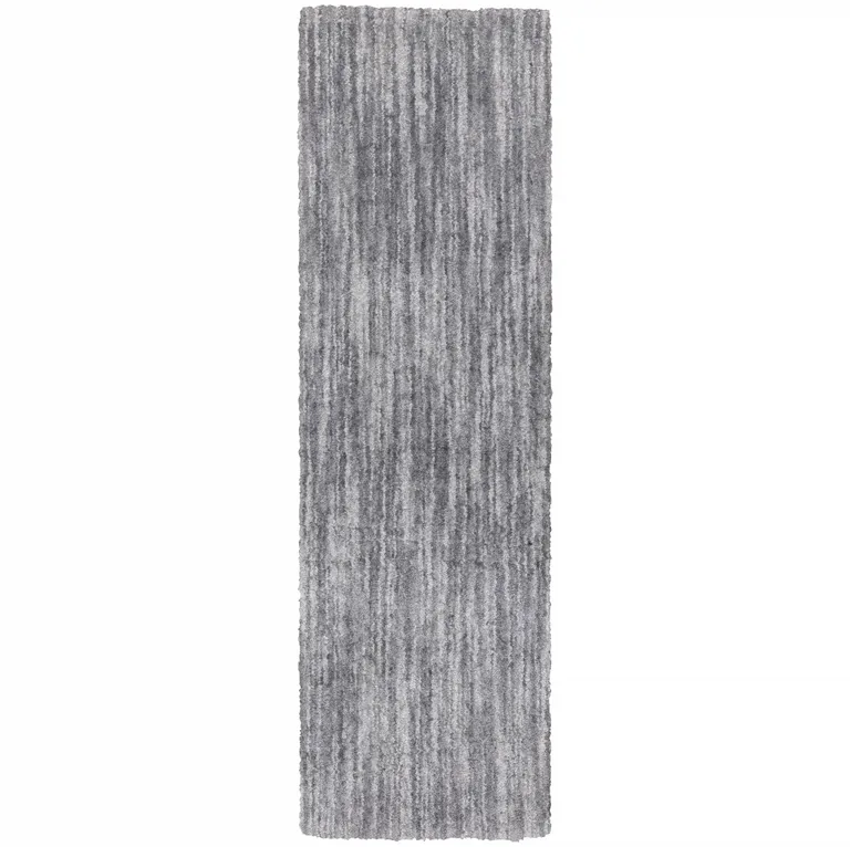 Grey Shag Power Loom Stain Resistant Runner Rug Photo 1