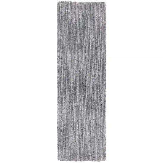 Grey Shag Power Loom Stain Resistant Runner Rug Photo 1