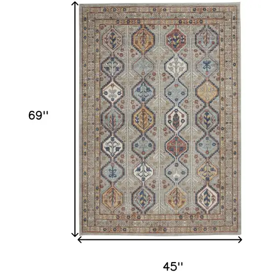 Grey Southwestern Power Loom Non Skid Area Rug Photo 5