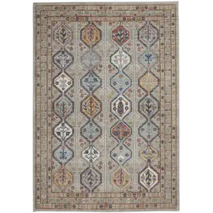 Photo of Grey Southwestern Power Loom Non Skid Area Rug