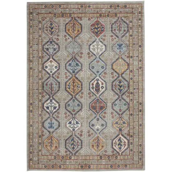 Grey Southwestern Power Loom Non Skid Area Rug Photo 1