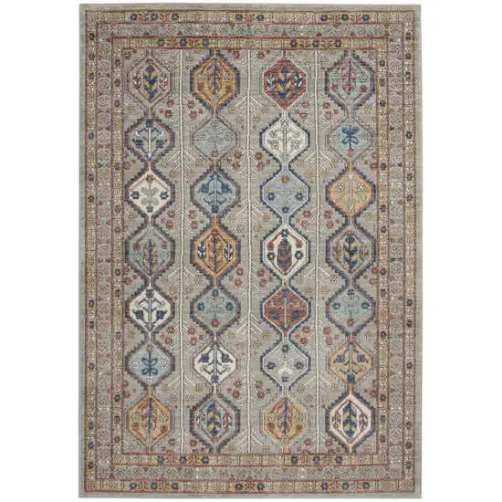 Grey Southwestern Power Loom Non Skid Area Rug Photo 1